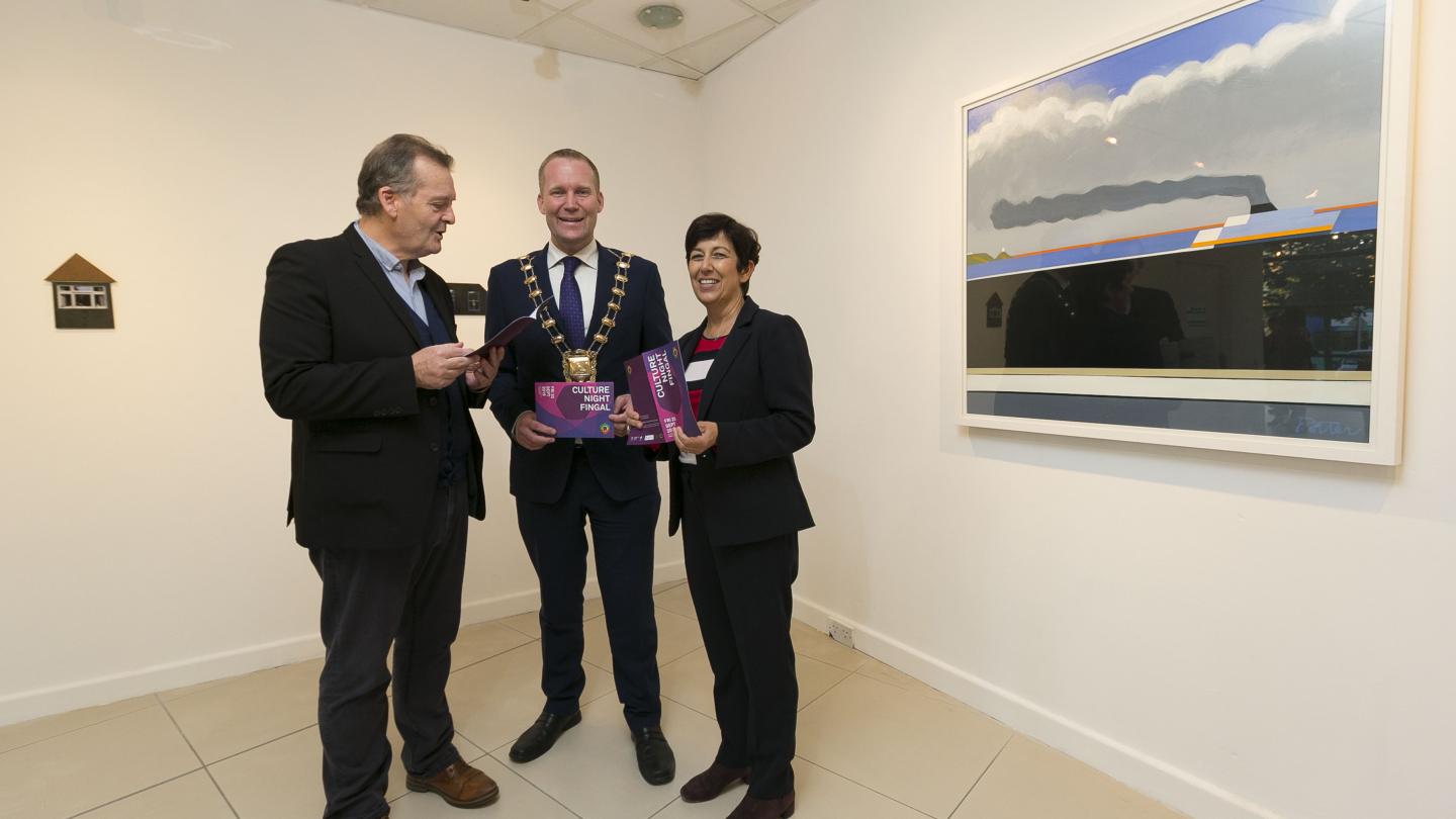 Fingal Arts Officer Rory O'Byrne, Mayor of Fingal Cllr Eoghan O'Brien, Fingal CoCo Director of Services, Margaret Geraghty