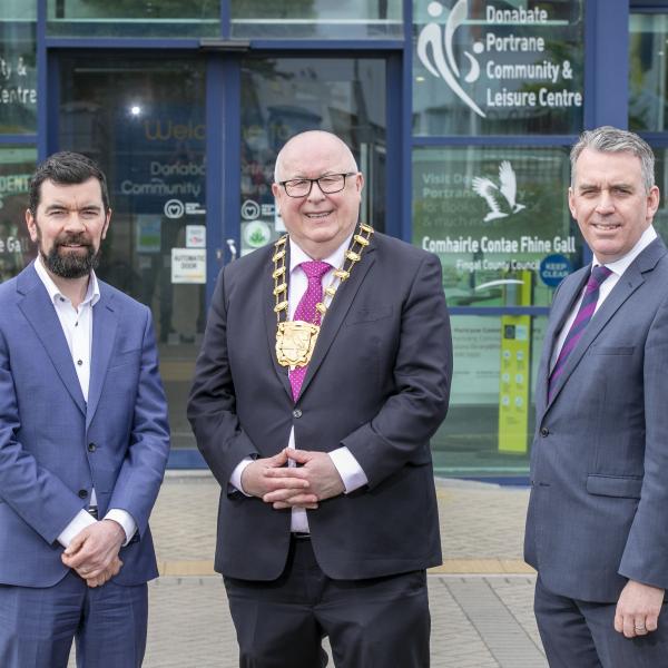  The Minister of State with responsibility for Community Development and Charities, Joe O'Brien with Mayor of Fingal Cllr Howard Mahony and John Quinlivan, Director of Economic Enterprise Tourism and Cultural Development, Fingal County Council 