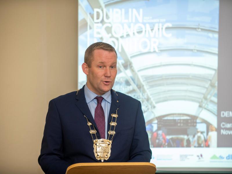 Mayor of Fingal Cllr Eoghan O’Brien launches the 19th edition of the Dublin Economic Monitor at Newbridge House in Donabate.
