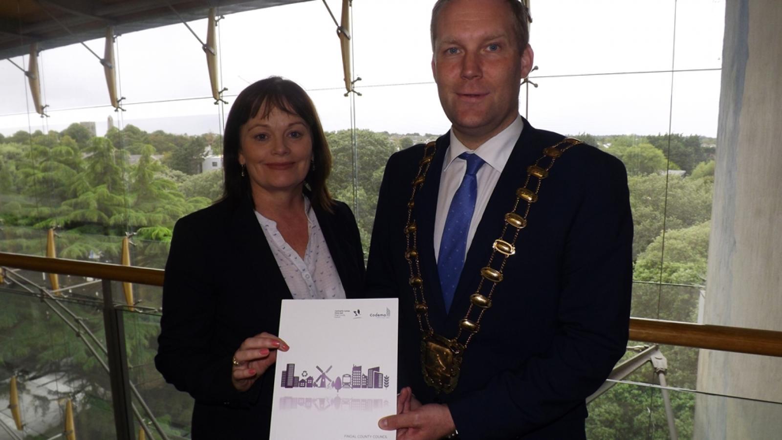 Pictured at the launch of Fingal County Council’s Climate Change Action Plan 2019-2024 are Interim Chief Executive AnnMarie Farrelly and Mayor of Fingal Cllr Eoghan O’Brien.